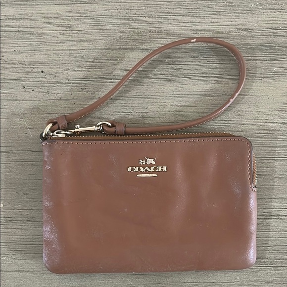 Coach Tan Leather Wristlet - Picture 1 of 6